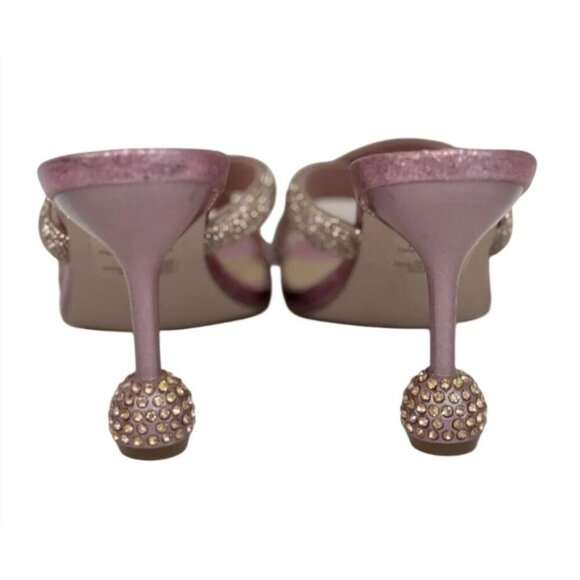 CHASE+CHLOE / Olla-1 / Pink / Rhinestone Embellished Cross-Strap / Heeled Sandal - Picture 5 of 9